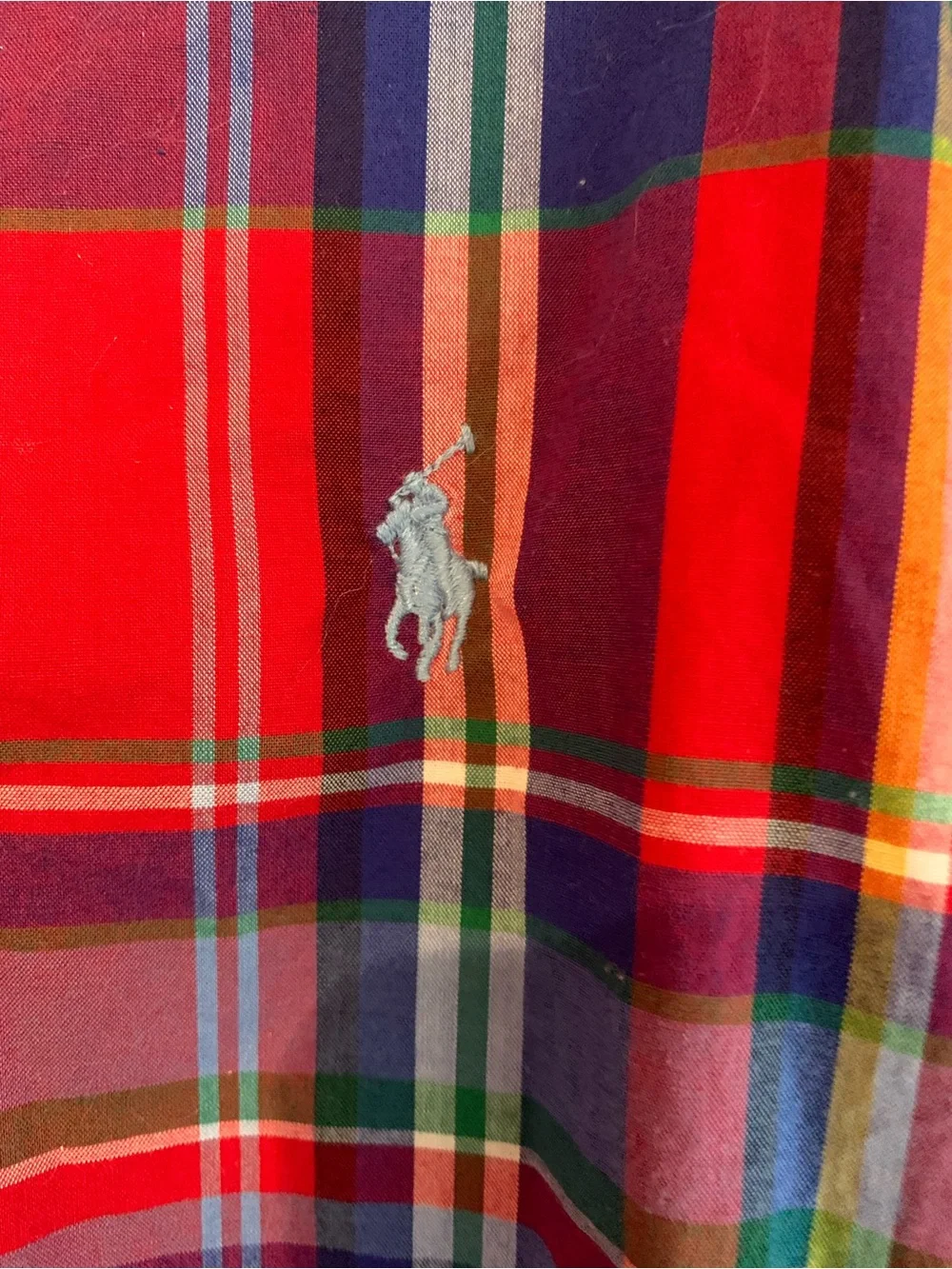 Ralph Lauren Red and Blue Plaid Button-Down Shirt